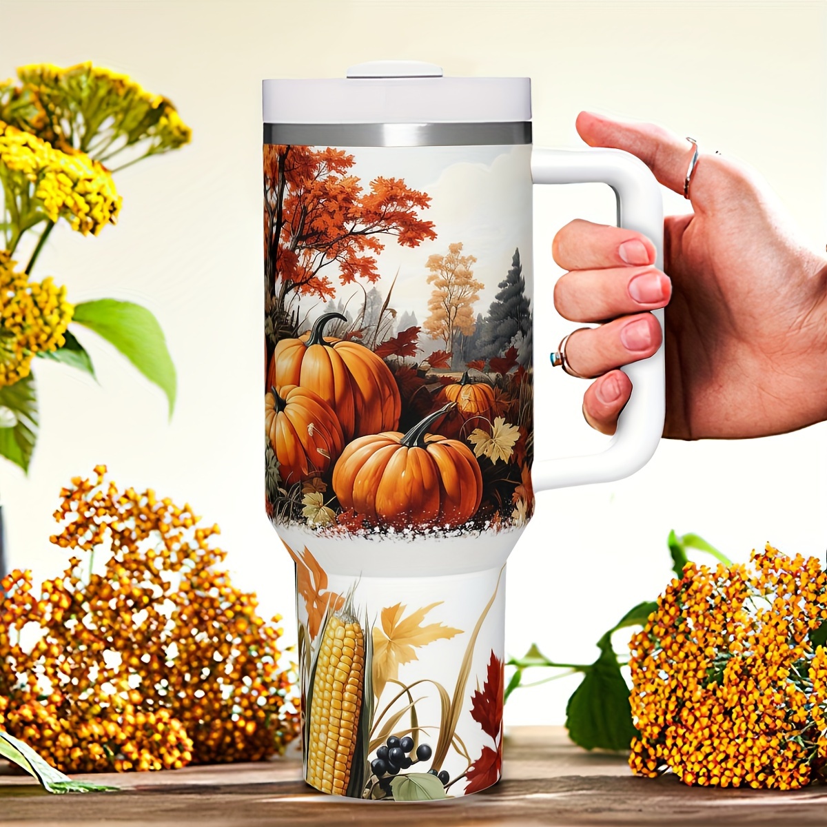 Travel Accessories Ideas - 1 adet 40oz Sonbahar Balkabaklı Yalıtımlı
