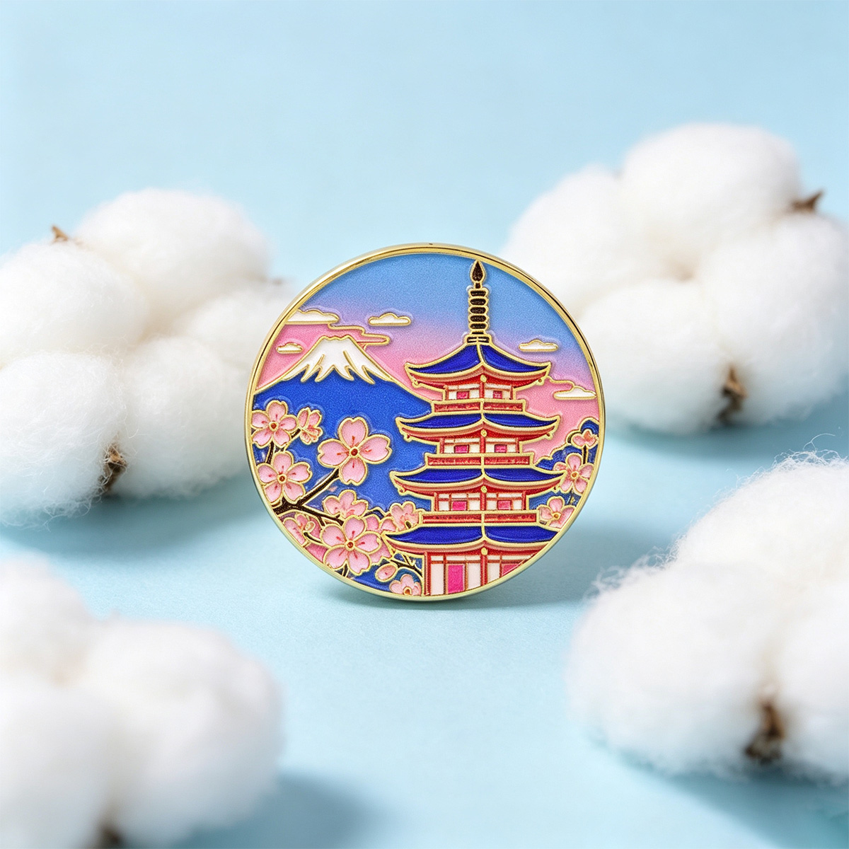 Travel Accessories Jewelry - Japon Kiraz Çiçeği Emaye Pin, Vintage