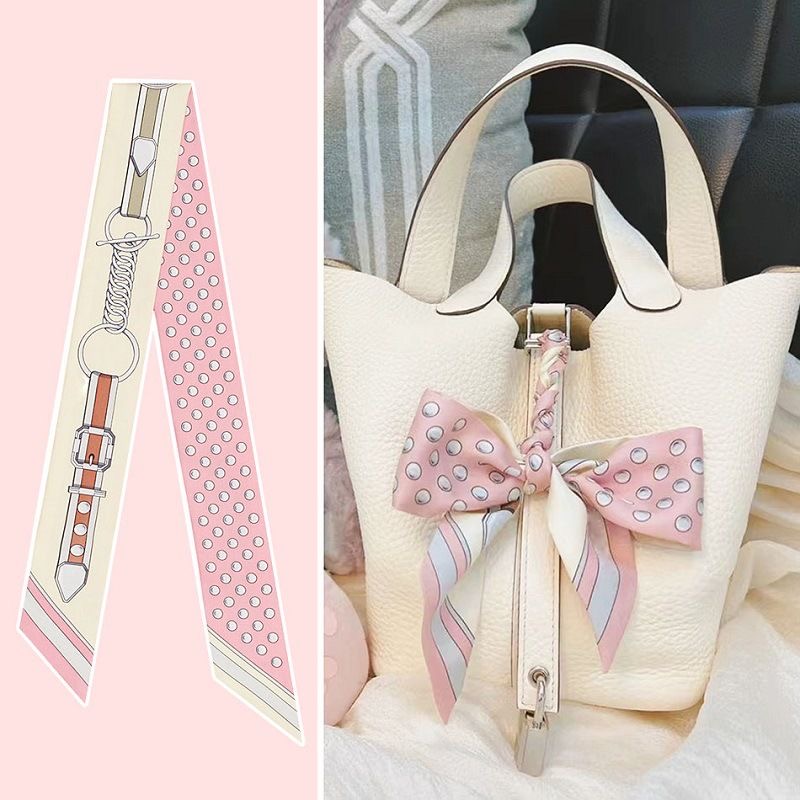 Travel Accessories Aesthetic - Kadın Yaz Pembe Puantiyeli Eşarp Çanta