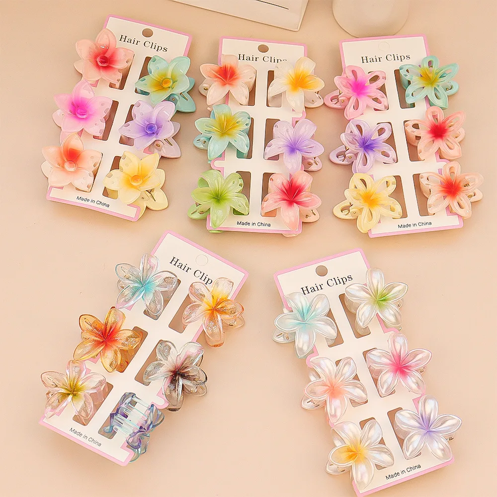 Travel Accessories Aesthetic - 6 adet moda renkli şeffaf çiçek