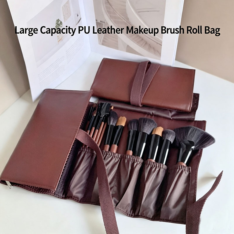 Travel Accessories Organizer Bag - PU Deri Makyaj Fırçası Çantası Katlanabilir
